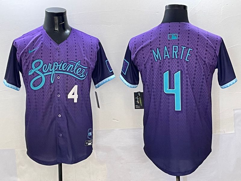 Men Arizona Diamondback #4 Marte Purple Joint Name 2025 Nike MLB Jersey style 3->youth mlb jersey->Youth Jersey